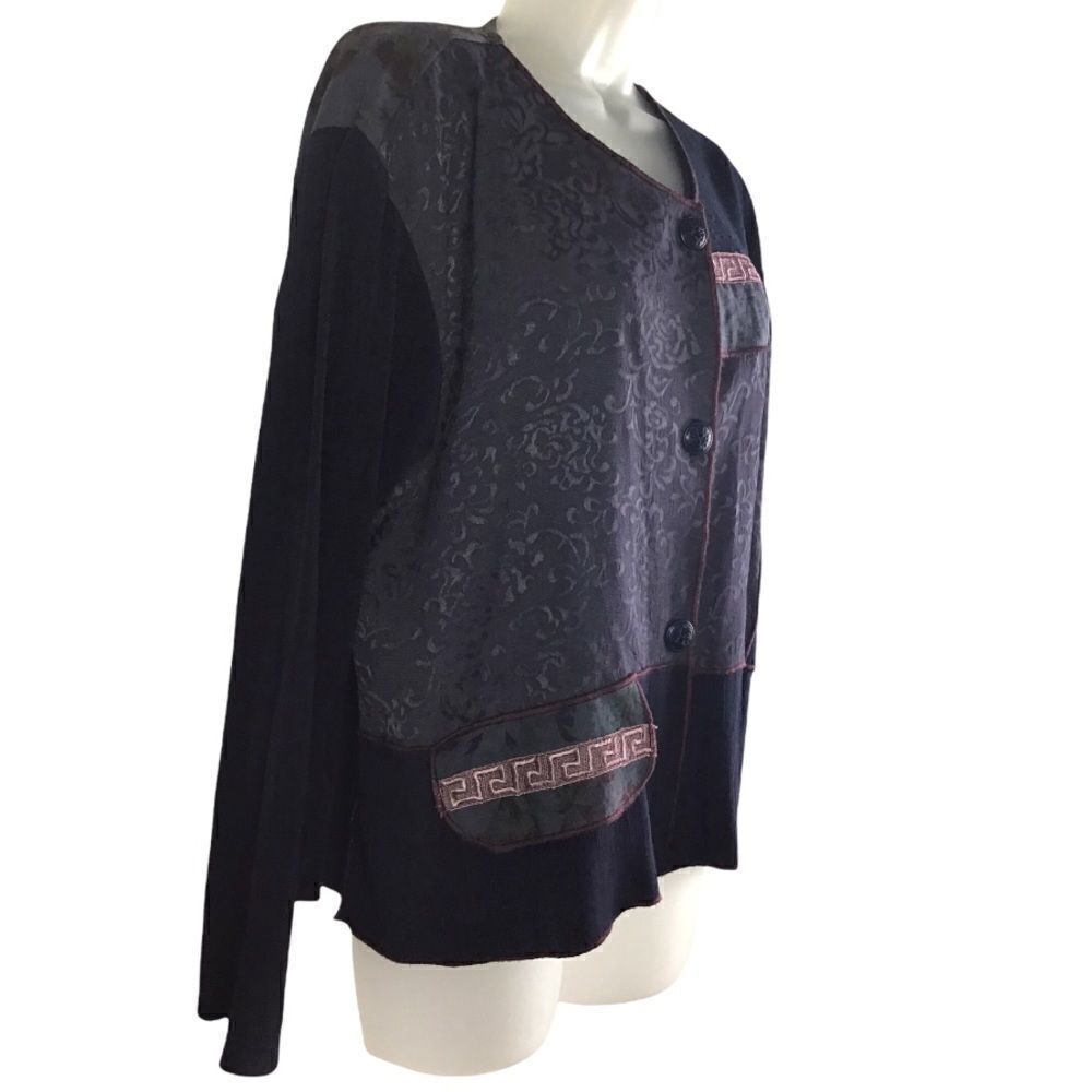 Spenser Alexis VTG Lagenlook Mixed Materials Button Front Blouse/Jacket - Picture 2 of 12